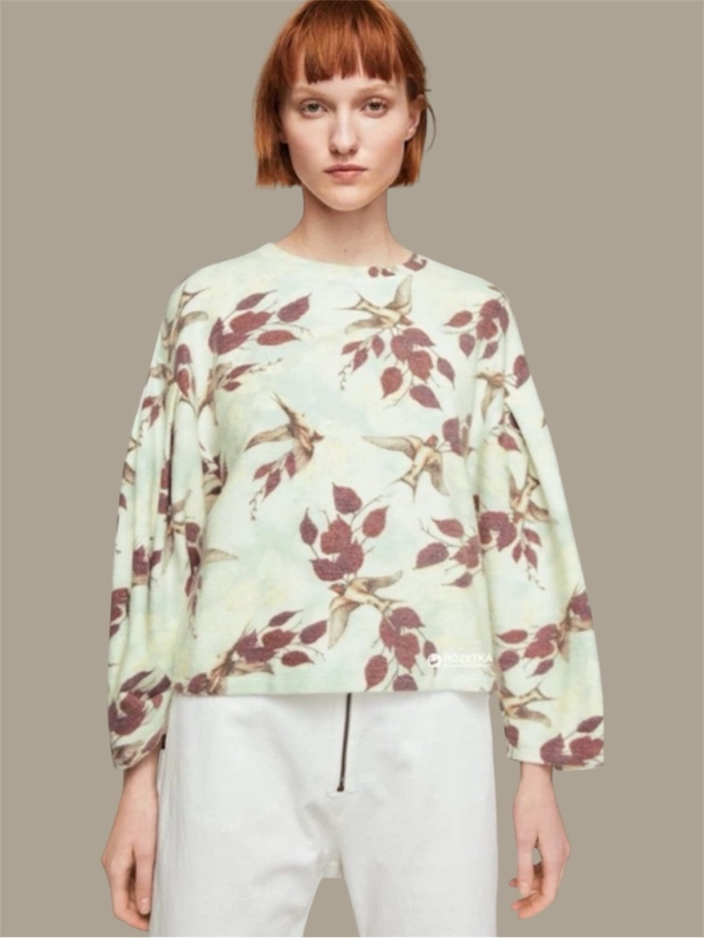 🌷Mango Brushed Bird Print Sweater Floral Soft Knit XS 3/$30